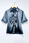 Charcoal satin short sleeve shirt (s)