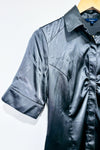 Charcoal satin short sleeve shirt (s)