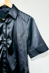 Charcoal satin short sleeve shirt (s)