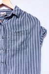 Gray striped short sleeve shirt (s)