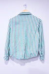 Green plaid tie-up shirt (m)