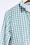 Green plaid tie-up shirt (m)