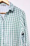 Green plaid tie-up shirt (m)