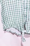 Green plaid tie-up shirt (m)