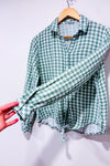 Green plaid tie-up shirt (m)