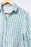 Green plaid tie-up shirt (m)