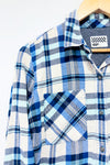 Blue plaid shirt (s)