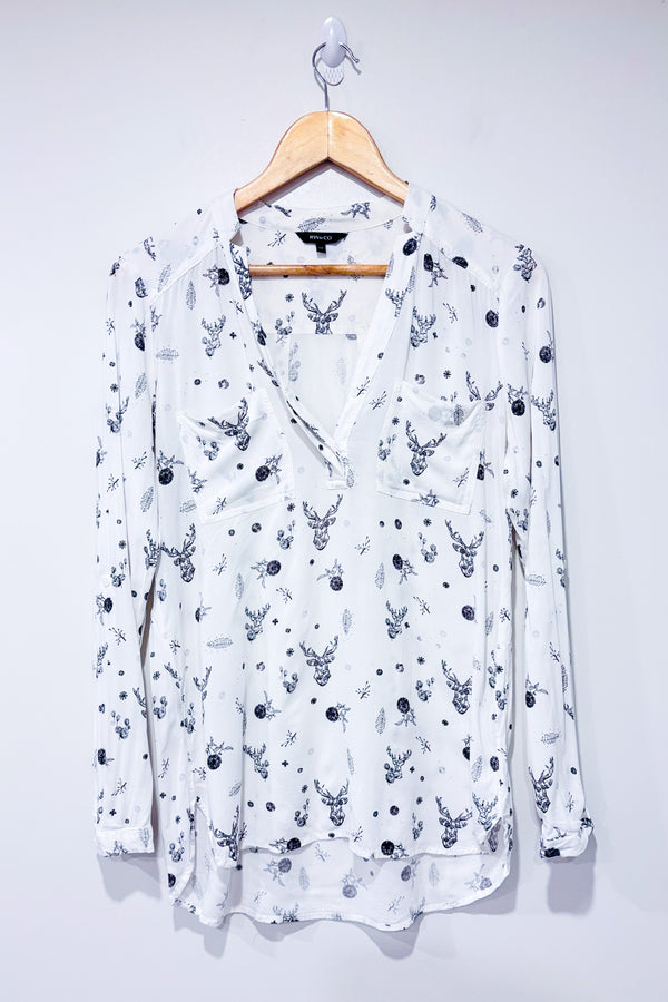 Blouse blanche motif cerfs (s)-RW&CO.-La Penderie du Paradis 🕊