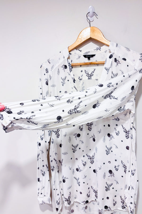 Blouse blanche motif cerfs (s)-RW&CO.-La Penderie du Paradis 🕊
