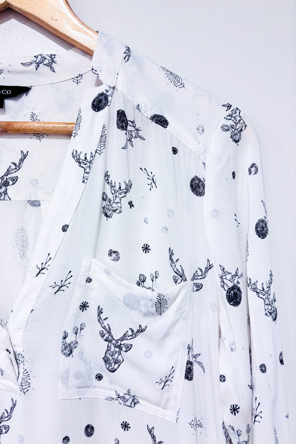 Blouse blanche motif cerfs (s)-RW&CO.-La Penderie du Paradis 🕊