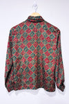 Chemise vintage satinée rouge et verte fleurie (s)-Worthington-La Penderie du Paradis 🕊
