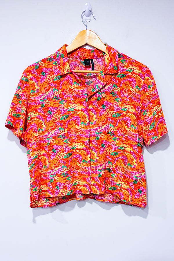 Chemise courte orange et rose (s)*-Simons-La Penderie du Paradis 🕊