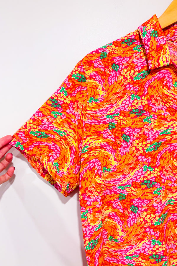 Chemise courte orange et rose (s)*-Simons-La Penderie du Paradis 🕊