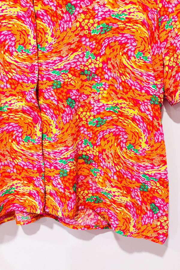 Chemise courte orange et rose (s)*-Simons-La Penderie du Paradis 🕊