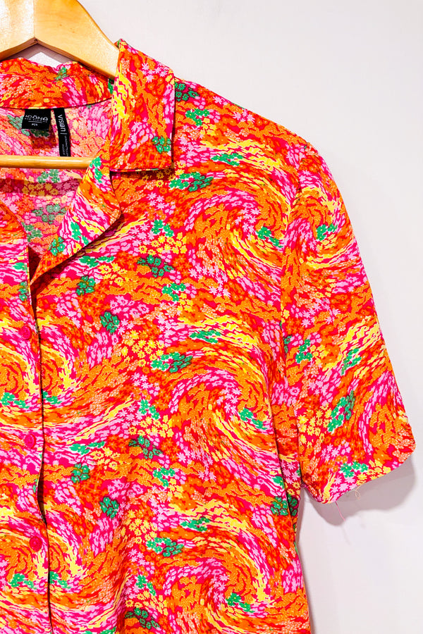 Chemise courte orange et rose (s)*-Simons-La Penderie du Paradis 🕊