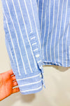 Chemise bleue et blanche rayée en coton seconde main - H&M- La Penderie du Paradis