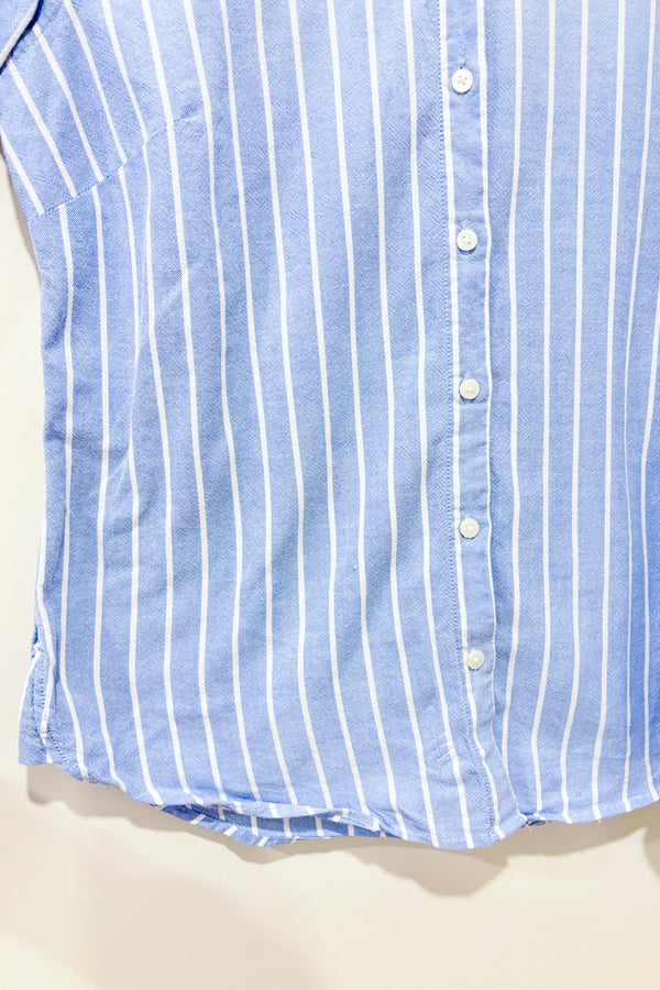 Chemise bleue et blanche rayée en coton seconde main - H&M- La Penderie du Paradis