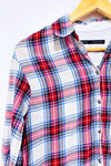 Chemise bleue et rouge à carreaux seconde main - Zara- La Penderie du Paradis