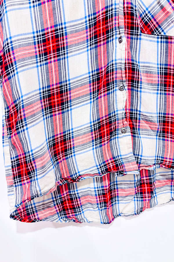 Chemise bleue et rouge à carreaux seconde main - Zara- La Penderie du Paradis