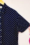 Chemise vintage marine à pois seconde main - Jessie- La Penderie du Paradis