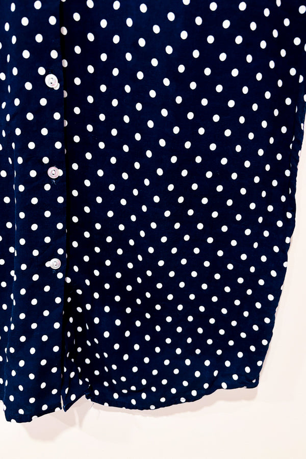 Chemise vintage marine à pois seconde main - Jessie- La Penderie du Paradis
