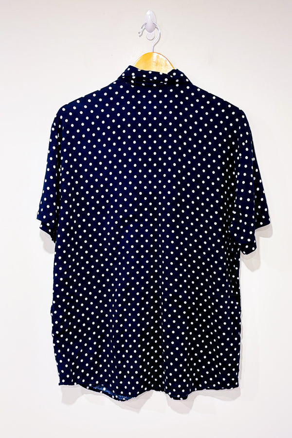 Chemise vintage marine à pois seconde main - Jessie- La Penderie du Paradis