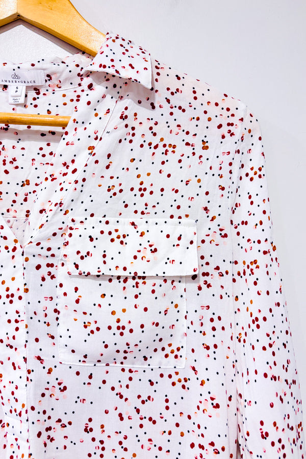 Blouse blanche à pois seconde main - Camber & Grace- La Penderie du Paradis
