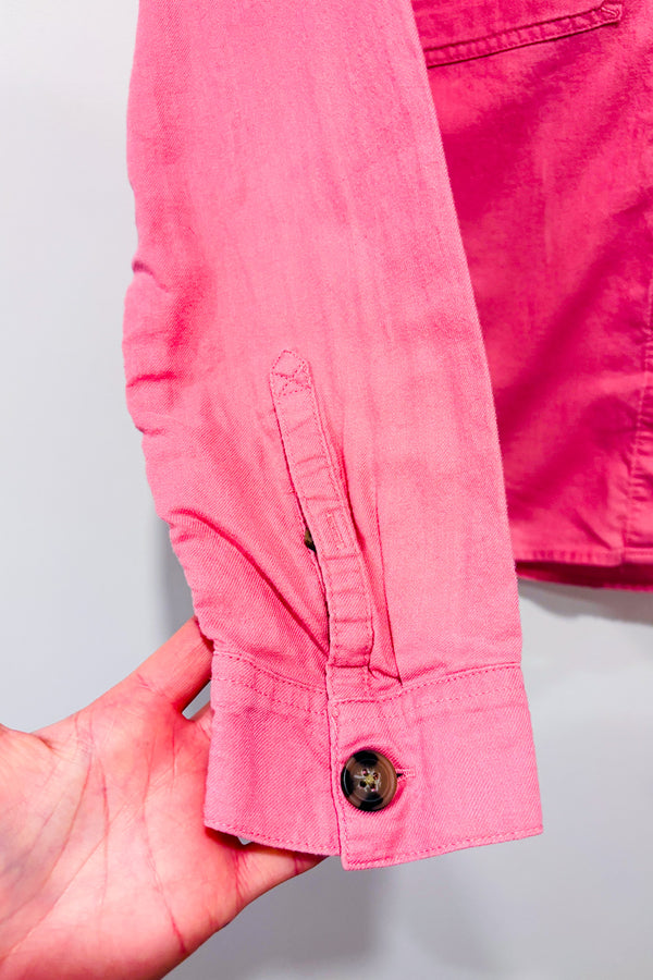 Chemise rose en coton seconde main - H&M- La Penderie du Paradis