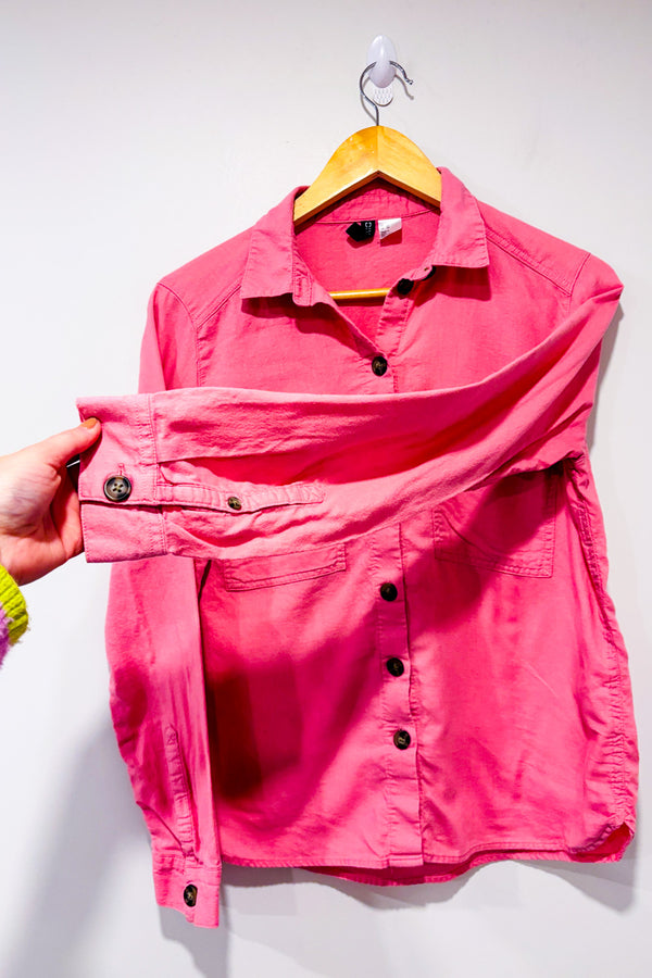 Chemise rose en coton seconde main - H&M- La Penderie du Paradis