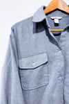 Chemise grise en flanelle oversized seconde main - H&M- La Penderie du Paradis