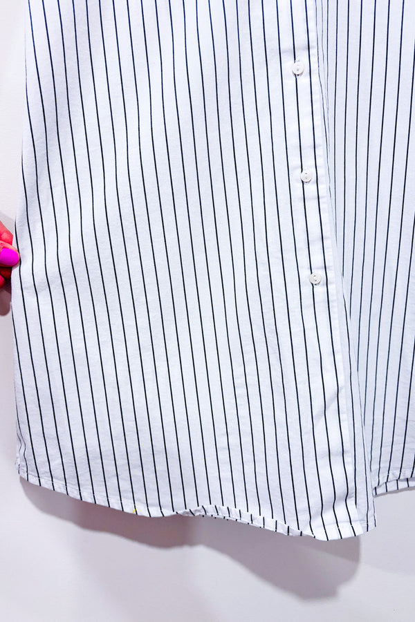 Chemise blanche et noire rayée seconde main - Dynamite- La Penderie du Paradis