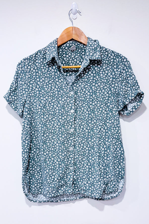 Chemise légère verte fleurie seconde main - Simons- La Penderie du Paradis