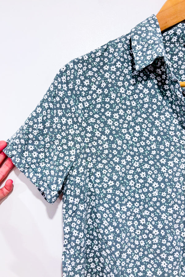 Chemise légère verte fleurie seconde main - Simons- La Penderie du Paradis