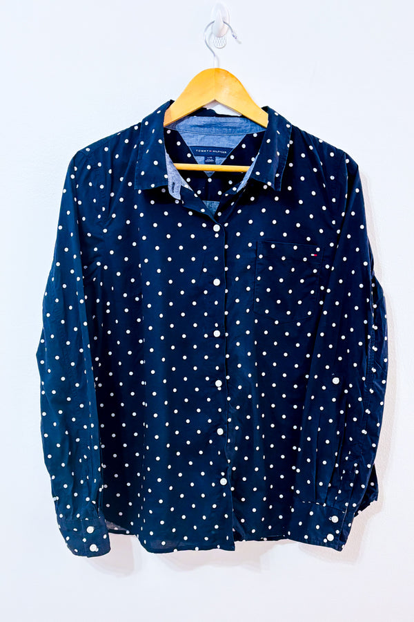 Chemise marine à pois* seconde main - Tommy Hilfiger- La Penderie du Paradis