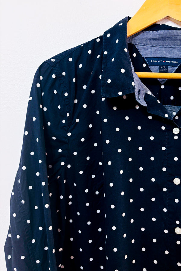 Chemise marine à pois* seconde main - Tommy Hilfiger- La Penderie du Paradis