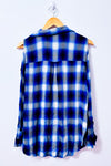 Chemise bleue à carreaux à épaules dénudées seconde main - Nygård- La Penderie du Paradis