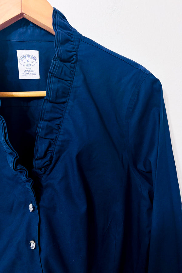 Chemise marine à col volanté* seconde main - Brooks Brothers- La Penderie du Paradis