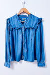 Chemise bleue à volants et col montant* seconde main - Levi's- La Penderie du Paradis