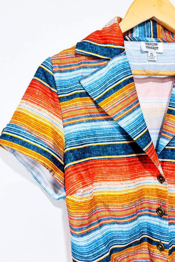 Ensemble deux pièces rayé multicolore (s/m) - Unique Vintage - La Penderie du Paradis 🕊