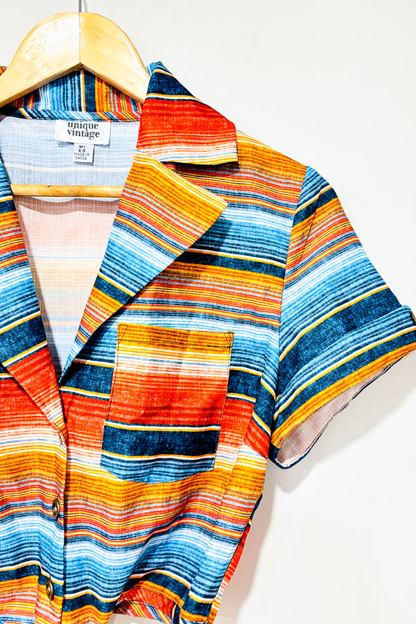 Ensemble deux pièces rayé multicolore (s/m) - Unique Vintage - La Penderie du Paradis 🕊