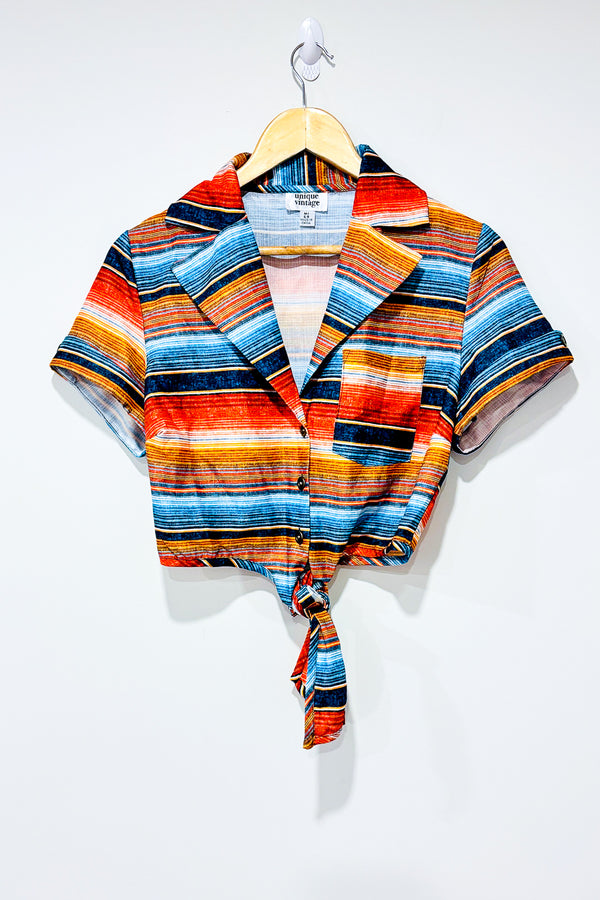Ensemble deux pièces rayé multicolore (s/m) - Unique Vintage - La Penderie du Paradis 🕊