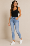 Jeans bleu pâle jambe étroite à taille haute seconde main - Moon Girl- La Penderie du Paradis