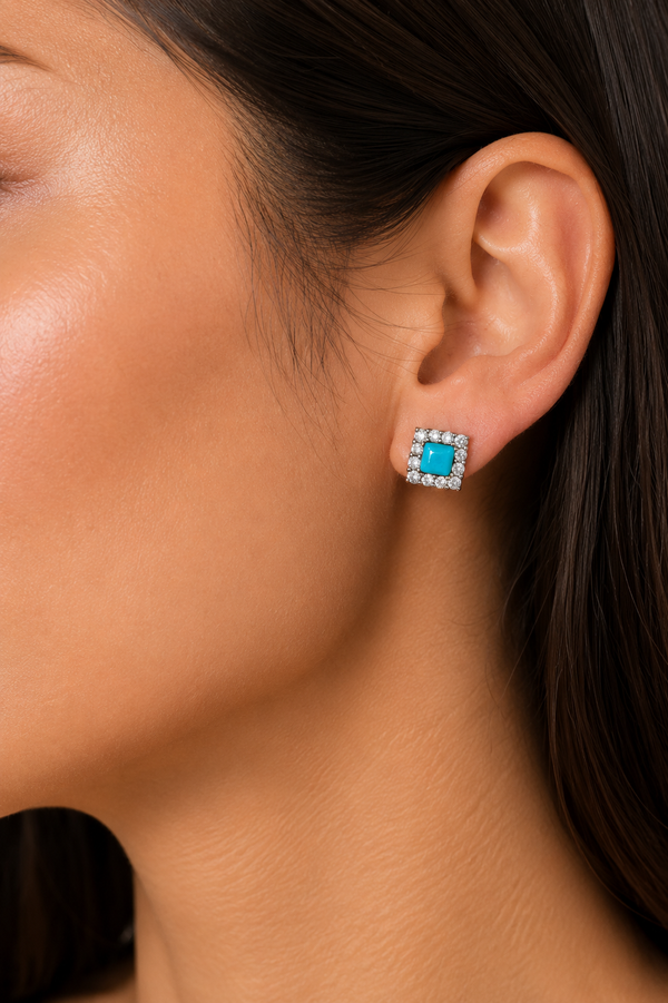 Boucles d'oreilles pierre bleue et cristaux scintillants* seconde main - Autres- La Penderie du Paradis