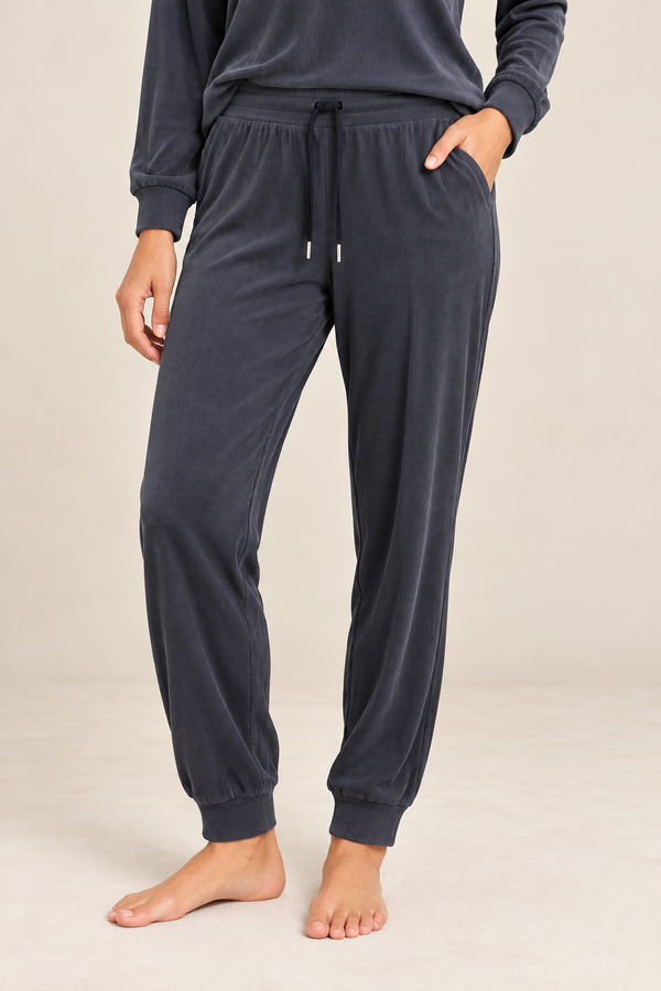Pantalon de pyjama gris côtelé à coupe jogger seconde main - Change- La Penderie du Paradis