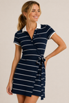 Robe portefeuille polo rayée marine et blanche seconde main - Tommy Hilfiger- La Penderie du Paradis