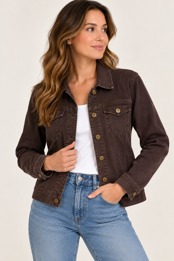 Veste brune en denim* seconde main - Denver Hayes- La Penderie du Paradis