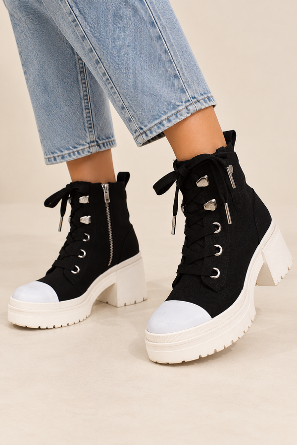 Bottes plateformes noires à lacets* seconde main - Michael Kors- La Penderie du Paradis