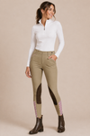 Pantalon d’équitation kaki à empiècements suédés seconde main - Equine Couture- La Penderie du Paradis