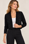 Cardigan court noir en laine à pierres* seconde main - Calvin Klein- La Penderie du Paradis