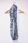 Foulard infini gris et bleu avec dentelle